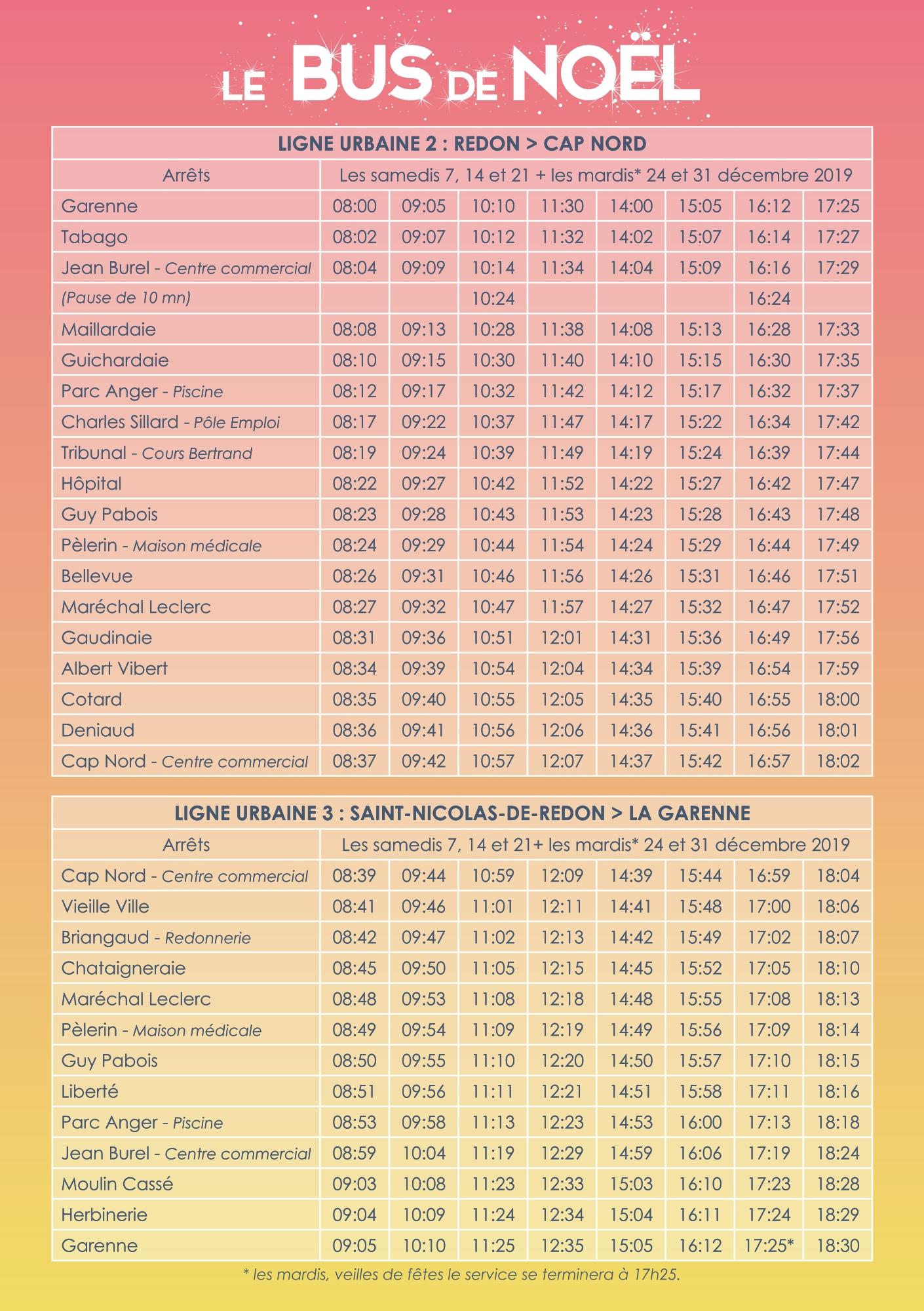 Horaires du Bus de Noël