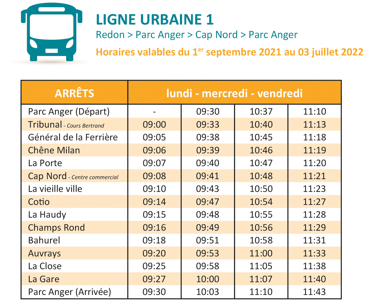 horaire bus 53 tours