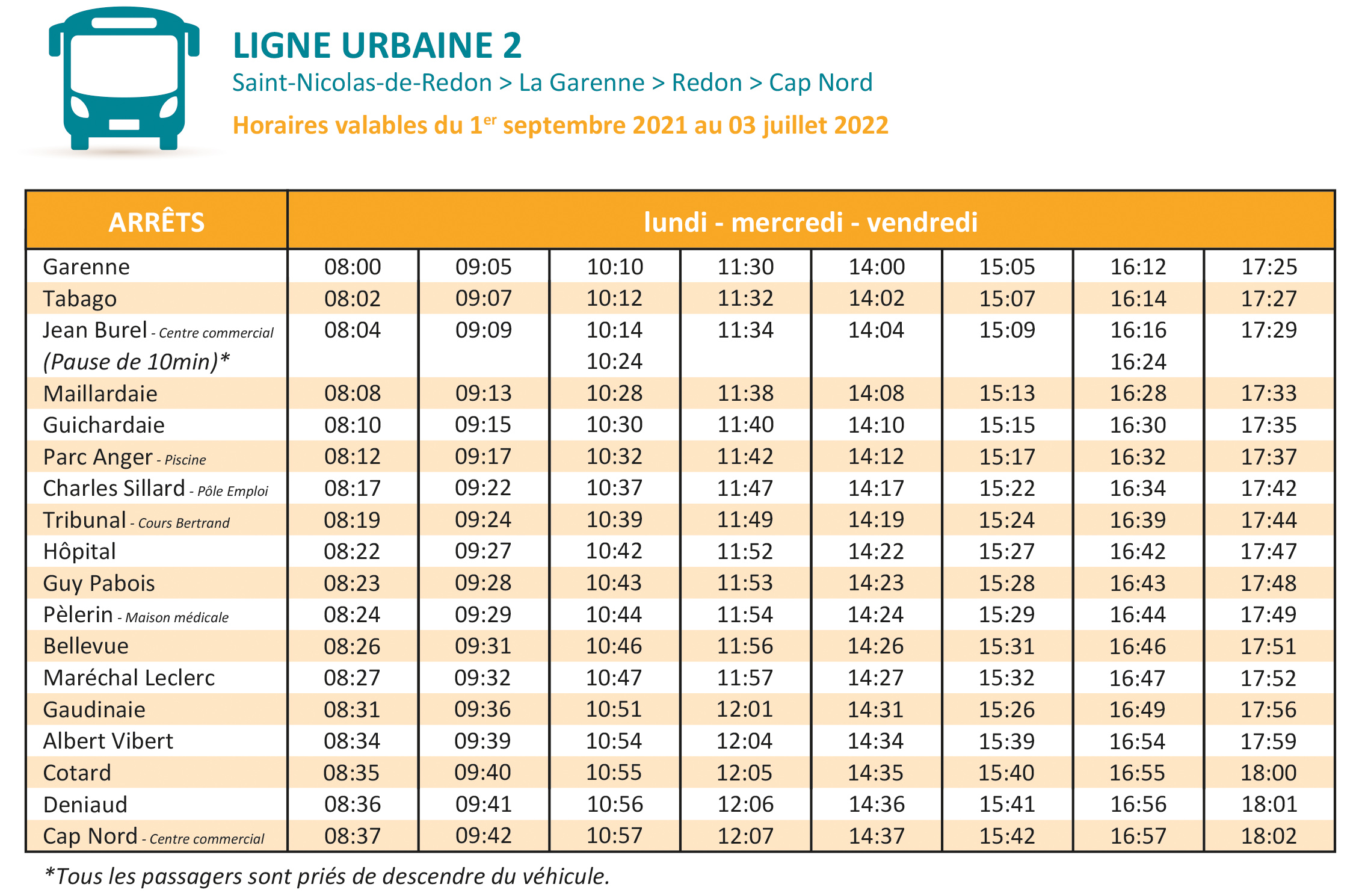 bus 4 tours horaires