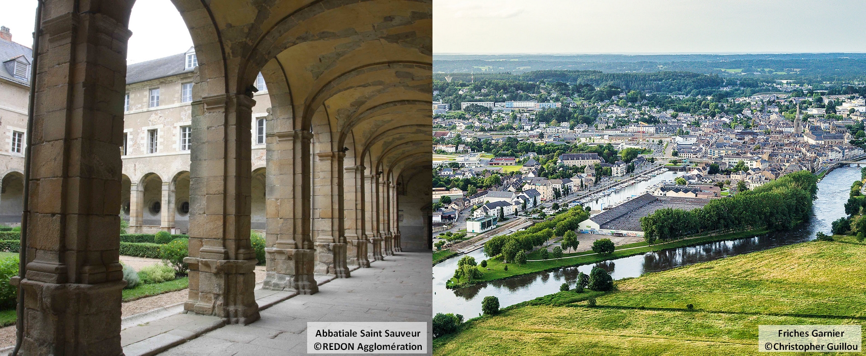 Abbatiale Saint Sauveur et vue aérienne des Friches Garnier