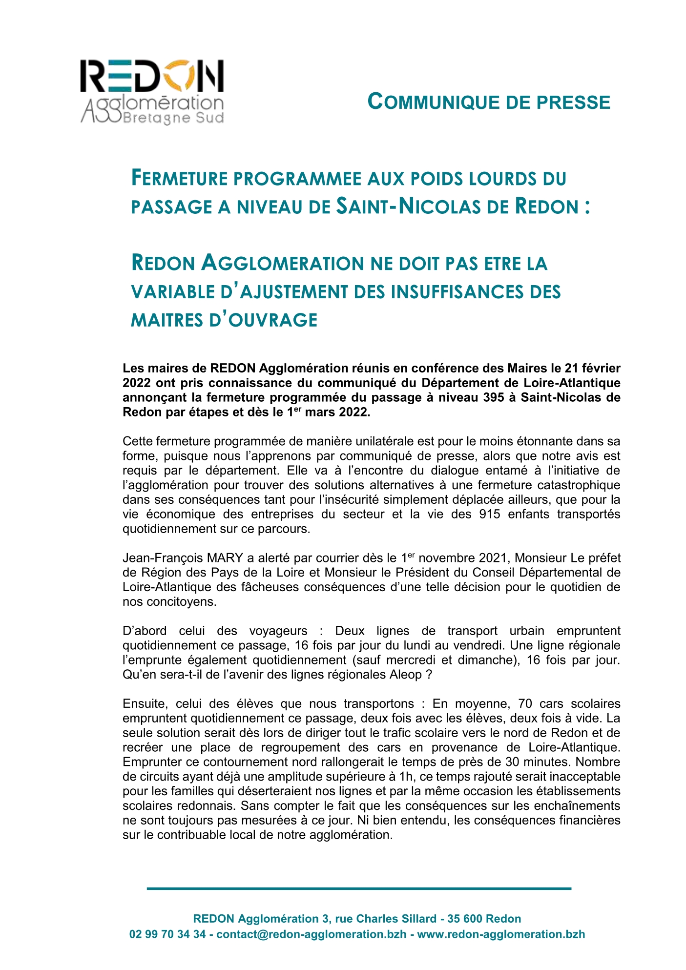 communiqué presse passage à niveau - Page 1