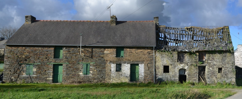 longère partiellement à l'état de ruines