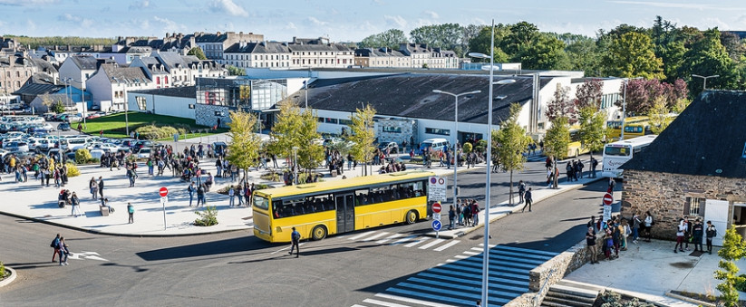 cars, bus scoalaires, ville, piétons