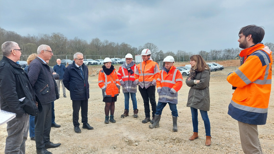 pose de la première pierre du chantier de la station d'épuration de Callac