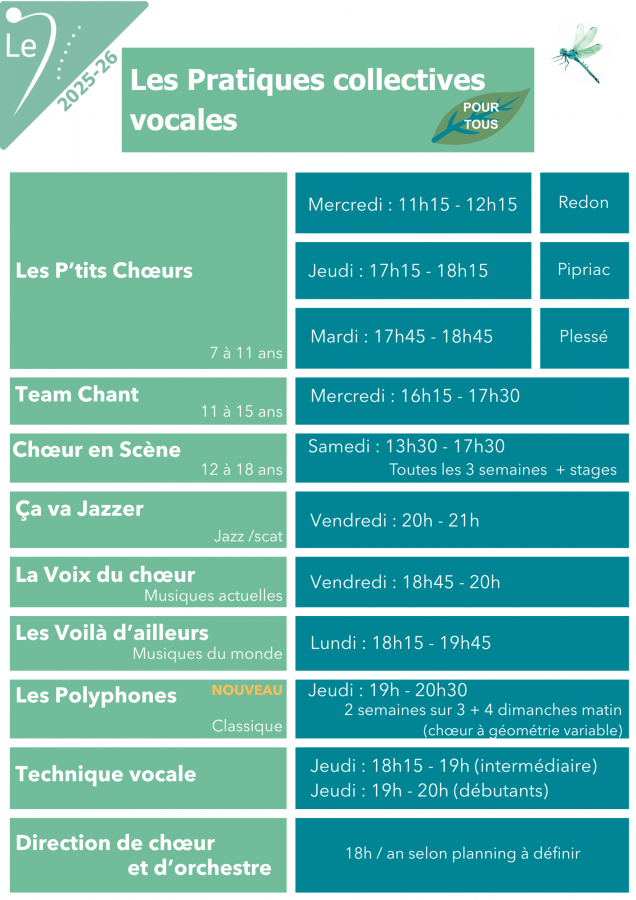 Horaires - PC vocales - 2025/2026