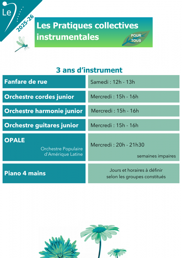 Horaires - PC instru 1 - 2025/2026