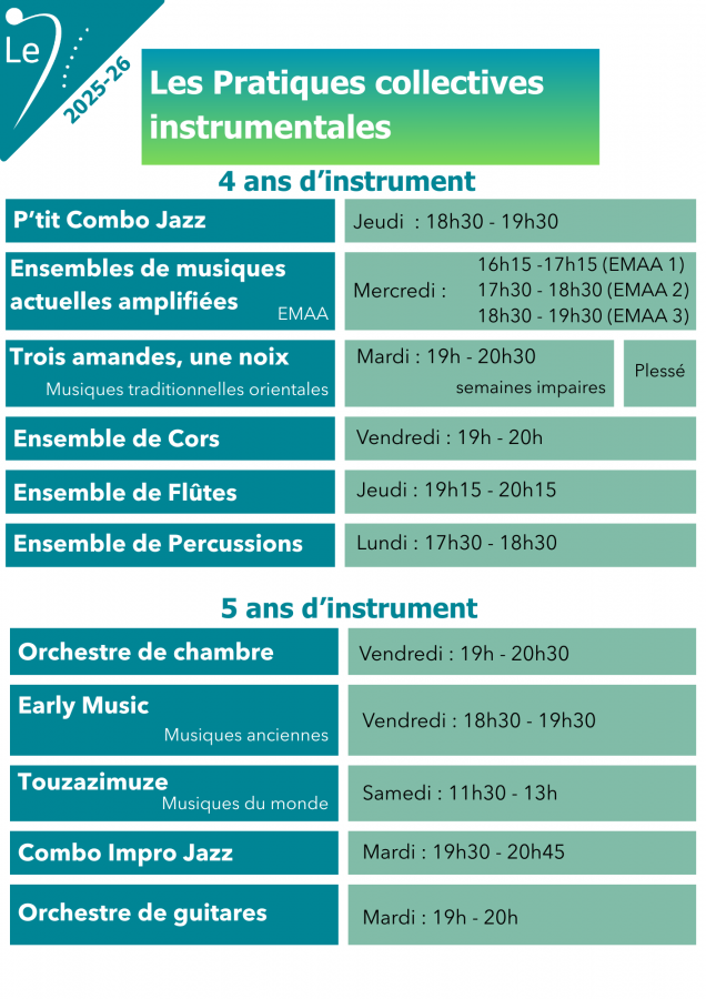 Horaires - PC instru 2.3 - 2025/2026