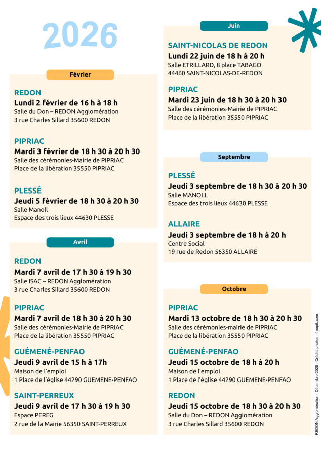 dates des réunions d'informations 2026