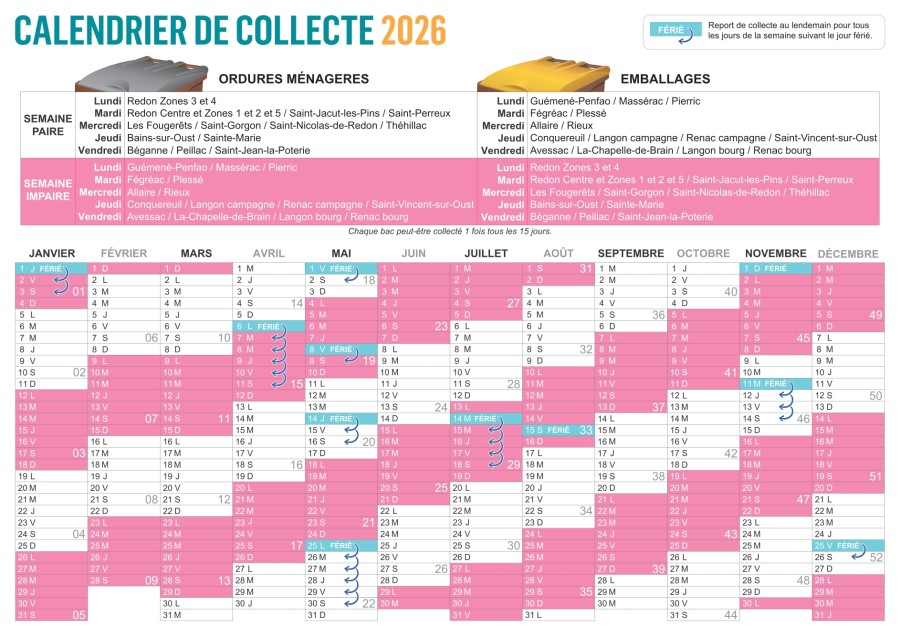 calendrier de collecte 2026 recto