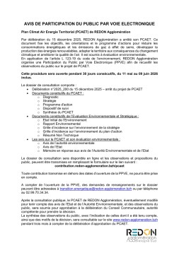 Avis de participation au public par voie electronique